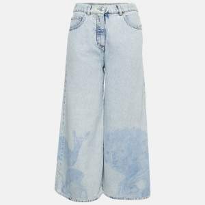 Chanel Light Blue Animal Print Denim Flared Jeans M Waist 28"