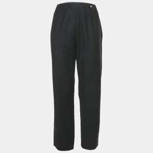 Chanel Black Wool Straight Leg Trousers L