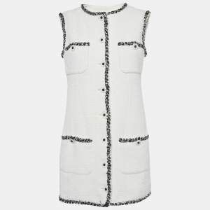 Chanel White Tweed Sleeveless Mini Dress M