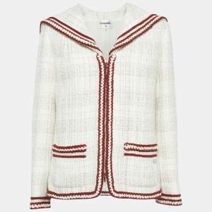 Chanel White Fantasy Tweed Jacket M