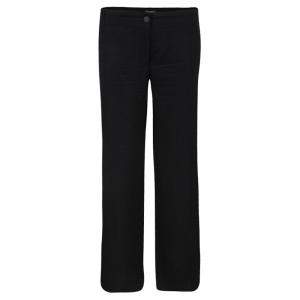 Chanel Black Wool Top Stitch Detail Wide Leg Trousers L
