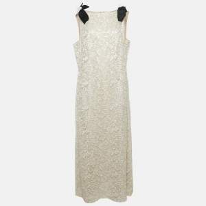 Chanel White Lurex Lace Sleeveless Long Dress XXL