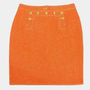 Chanel Orange Denim Skirt FR 44