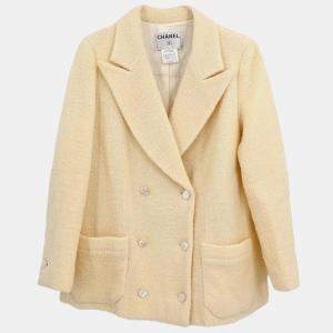 Chanel Double Breasted Jacket White Size 46