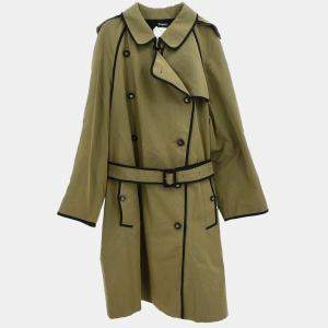 Chanel Khaki Cotton Trench Coat Women Size 40