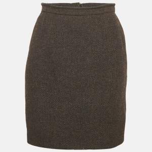 Chanel Dark Brown Tweed Wool Mini Skirt M