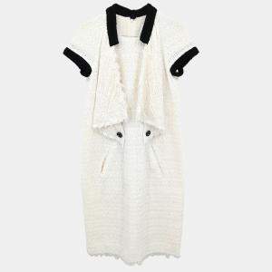 Chanel White/Black Cotton Short Sleeve Dress Women Size 38