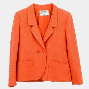 Chanel Orange Double Breasted Jacket Women Size M