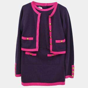 Chanel Purple Suit Cardigan Top Skirt 