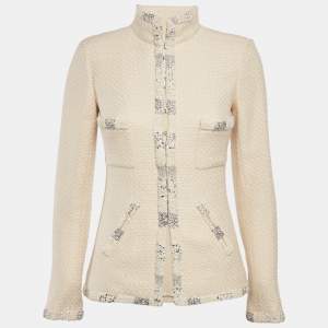 Chanel Beige Boucle Lurex Detail Jacket S