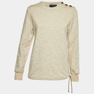 Chanel Beige Embroidered Cotton Sweatshirt S