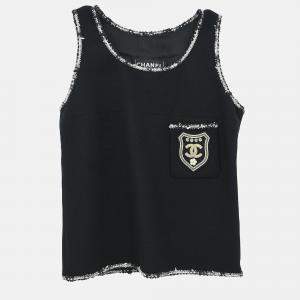 Pre Owned Chanel Sleeveless Tank Black Top Size 34