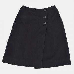 Pre Owned Chanel Black Cashmere Knee Length Skirt Size 34 