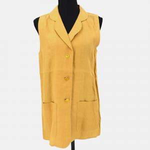 Pre Owned Chanel Beige  Sleeveless Vest Jacket Linen FR 38