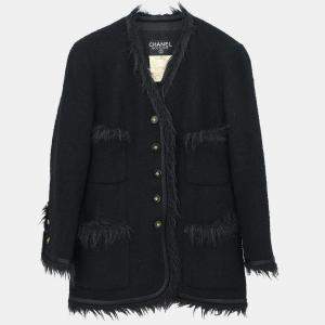 Chanel Single Breasted Collarless Jacket Black #40
