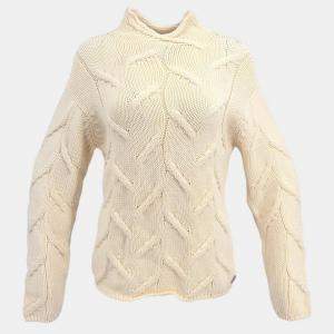 Pre Owned Chanel White Wool Sweater Top Size 38