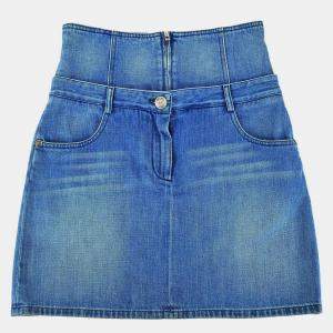 Pre Owned Chanel Blue Denim Skirt Size 36