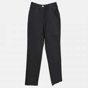Pre Owned Chanel Black Denim Long Pants Size 34