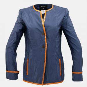Pre Owned Chanel Blue Fabric Jacket Size 40