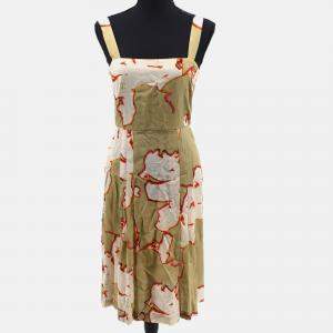 Pre Owned Chanel Skirt Beige Silk Dress Sleeveless Dress Size 38