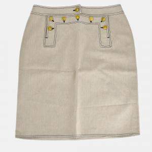 Pre Owned Chanel Beige Cotton Skirt Size 44
