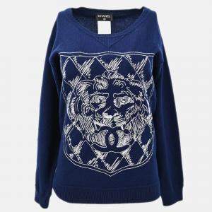 Pre Owned Chanel Sweater Navy Knit Top Size 34