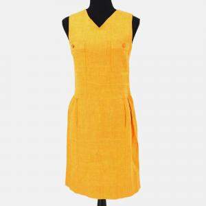 Pre Owned Chanel 96P #36 Sleeveless Dress Skirt Orange 100% Linen