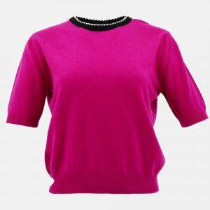 Pre Owned Chanel Short Sleeve Sweater Knit Top Pink Size 42