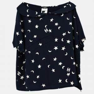 Chanel Short Sleeve Shirt Blouse Top Navy Size 50