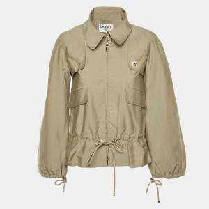 Chanel Beige Cotton Zip Up Utility Jacket S