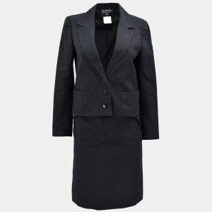 Pre Owned Chanel Setup Suit Jacket Skirt Black 98S #36