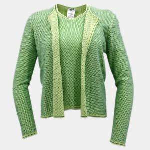 Chanel Ensemble Cardigan Short Sleeve Top Green #42