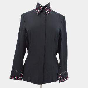 Chanel  Race Front Opening Long Sleeve Top Shirt Black