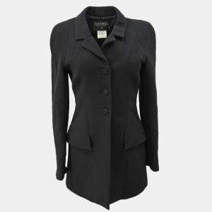 Pre Owned Chanel Single Breasted Jacket Black 