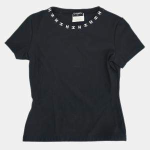 Pre Owned Chanel Short Sleeve T-shirt Top Black Size S
