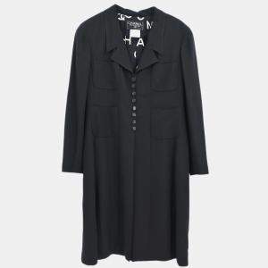 Pre Owned Chanel Black Wool Single Breasted Jacket Women Size 44