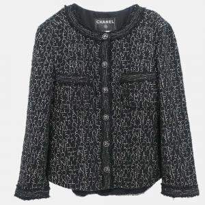 Pre Owned Chanel Single Breasted Collarless Jacket Black  #38