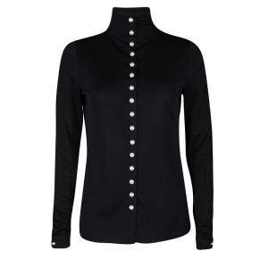 Chanel Pearl Embellished Button Detail Long Sleeve Blouse M