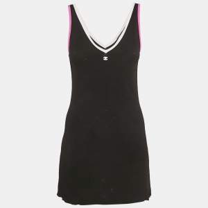 Pre Owned Chanel Black Knit Logo Mini Dress S