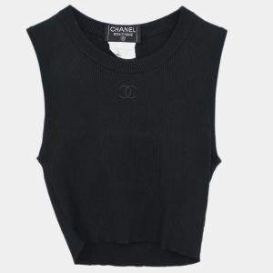 Pre Owned Chanel Sleeveless Tank Top Cropped Black P95 #40