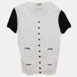 Pre Owned Chanel Short Sleeve Cardigan White #36