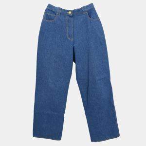 Pre Owned Chanel Long Denim Pants Blue 02839 #38