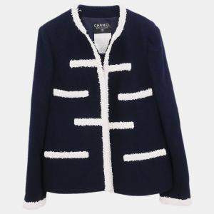 Pre Owned Chanel Collarless Jacket Navy 95C #44