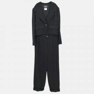 Pre Owned Chanel Setup Jacket Pants Black FR 38