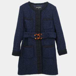 Pre Owned Chanel Single Breasted Jacket Navy #38