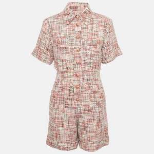 Pre Owned Chanel Pink Tweed Lesage Jumpsuit M
