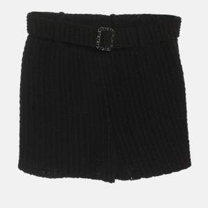 Pre Owned Chanel Black Cotton Knit Belted Shorts S