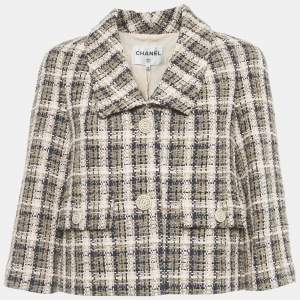 Pre Owned Chanel Pink/Grey Tweed Lurex Jacket S