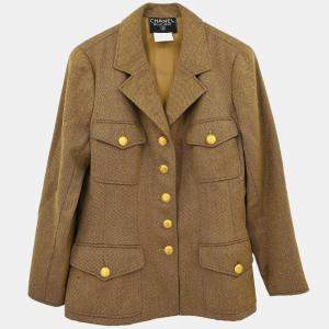 Pre Owned Chanel Single Breasted Jacket Brown #40