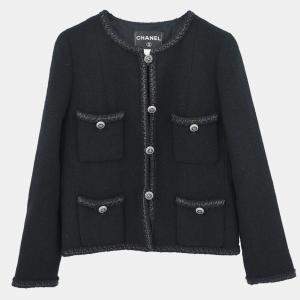 Pre Owned Chanel Single Breasted Jacket Black 08A #36